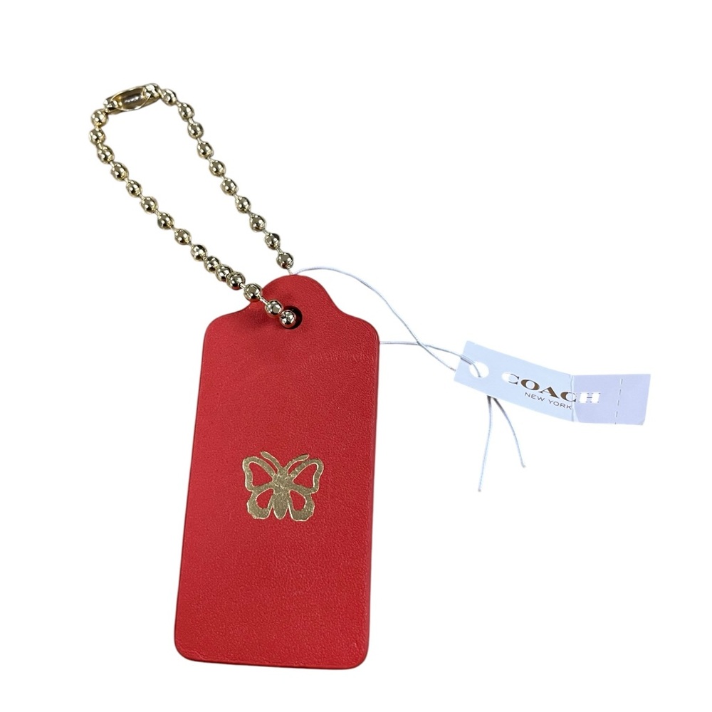 NWT Coach Leather Hangtag Orange Butterfly
